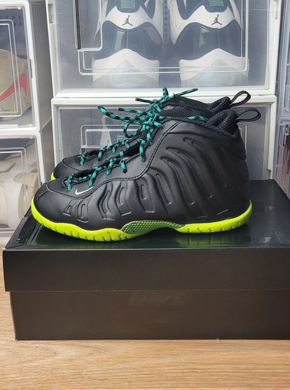 Nike Little Posite One Emerging Powers Kids PS Sz 1Y Black/Volt DZ2853-001